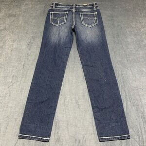 Paris Angel Jeans Womens 3/4 31x28 Blue Stretch Distressed Mid Rise Straight Leg